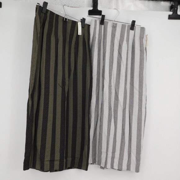 Lot of 2 Sha Sha Collection Women Elastic Waist Striped Zip Slit Long Skirt Sz L - Picture 1 of 9